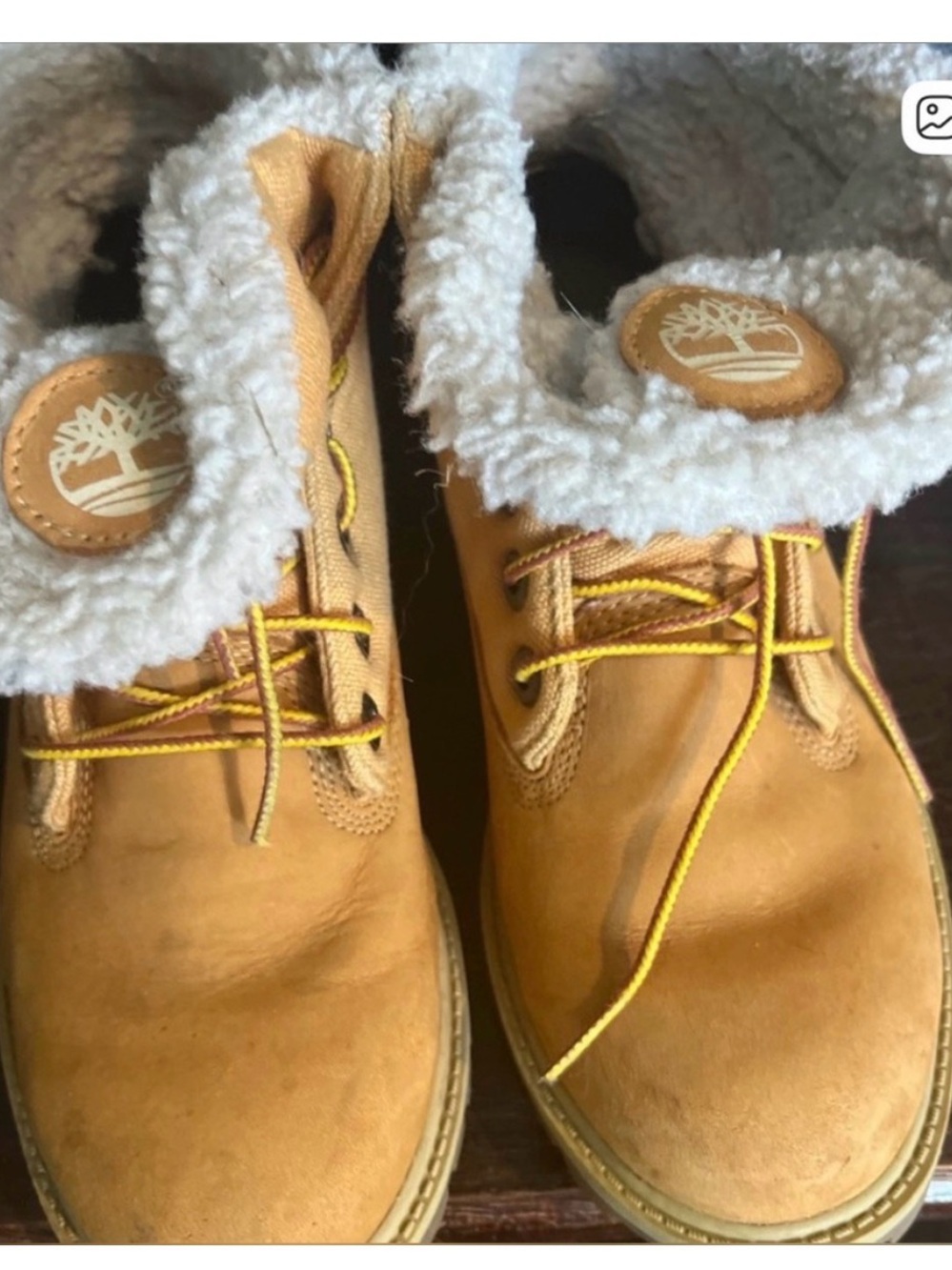 Timberland Wheat Suede Sherpa-Lined Lace-Up Ankle Boots